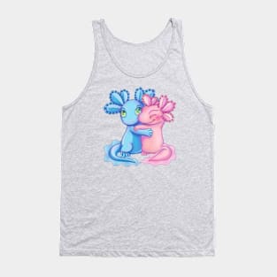 Kawaii Axolotl Love Birds Pink and Blue Tank Top